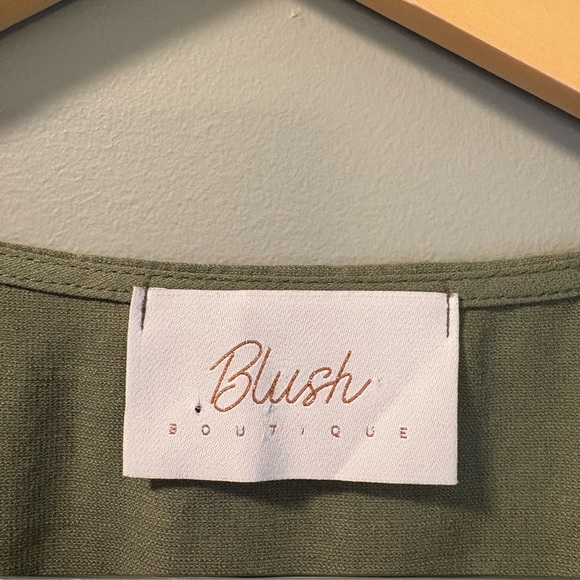 Elegant Olive Green Wrap Midi Dress with Button Detailing size Medium - Picture 3 of 9